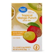 Great Value Tropical Mango Punch Drink Mix, 0.10 oz, 10 Count Packets