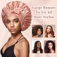 thumbnail image 5 of Bonnet with Tie Band Satin Bonnet Silk Bonnet for Sleeping Women, Silk Hair Bonnet Reversible Double Layer Sleep Cap Bonnet for Curly Hair Braids, 5 of 7