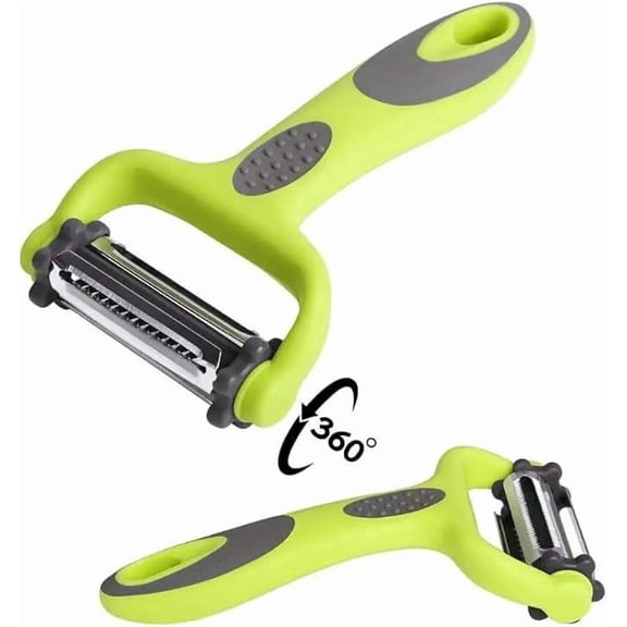 Vegetable Peeler Multifunctional Y Peeler – 3 in 1 Fruit Peeler with Rotating Stainless Steel Blades, Julienne Serrated Straight Cutter for Kitchen Use