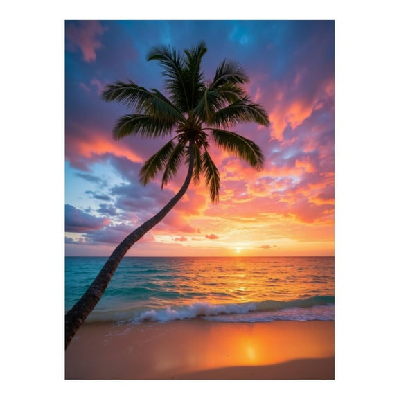 Diamond Art Kit for Adults, Sunset Beach Palm Sky Ocean Diamond Painting for Adults Beginners, 5D DIY Diamond Art Painting Kits, Colorful Diamond Painting Craft for Home Decor 12x16
