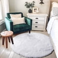 thumbnail image 4 of Blush Round Rug For Bedroom, Blue Fluffy Circle Rug For Kids Room,furry Carpet Blanket-SinKeeU, 4 of 4