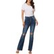 thumbnail image 2 of Pantalones de mezclilla ajustados de campana de cintura alta con botones y desgastados para mujer INSPIRE CHIC, color azul, talla S, 2 of 5