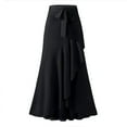 thumbnail image 5 of Black*Friday Discounted Items under $5 GaThRRgYP Womens Pants under $5,Women's Casual Irregular Leaf Bow High Waist Long Culottes Skirt Black M, 5 of 5
