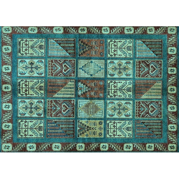 Ahgly Company Indoor Rectangle Abstract Light Blue Modern Area Rugs, 8' x 12'