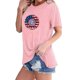 thumbnail image 2 of Tops Cortos para Mujeres Bandera de Moda Impresa Cuello Redondo, Camiseta de Manga 3/4 para Uso Diario, Casero Y Cómodo, 2 of 4