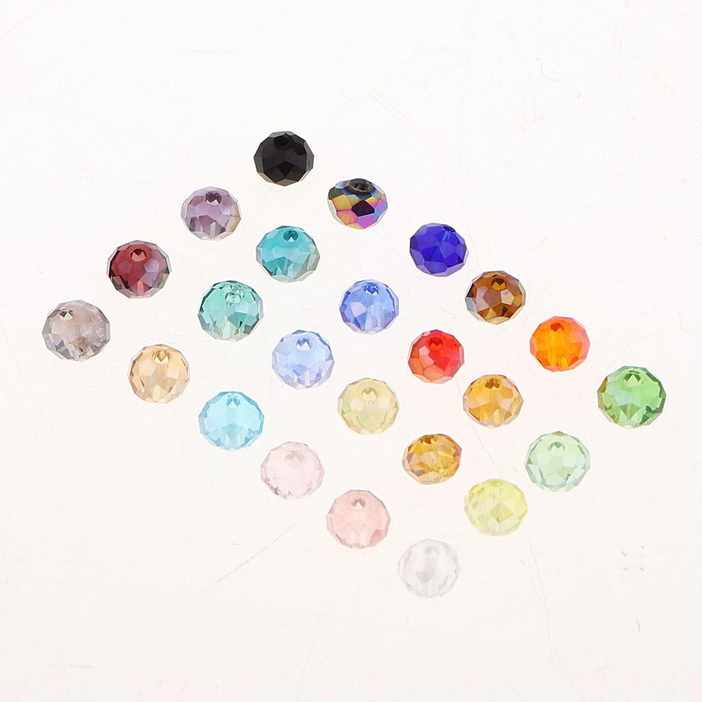 1200x Crystal Beads Faceted Glass Beads Bulk - 6mm Mixed colorful glass Rondelle Beads Charms Jewelry Making Findings Accessories Including Box Container