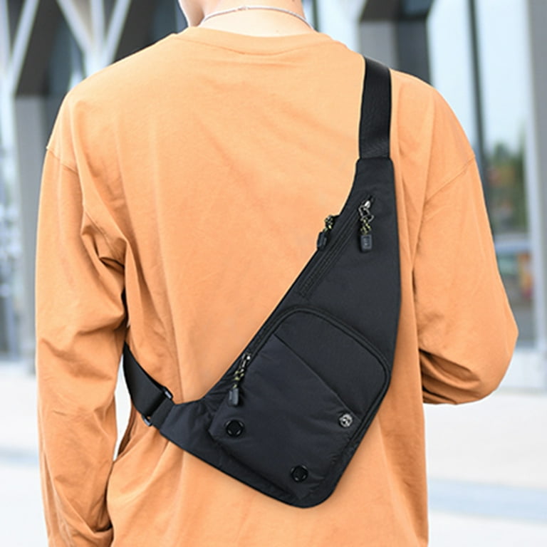 Xewsqmlo Men Chest Bag Anti-theft Nylon Crossbody Bag Small Zip