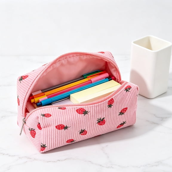 Beforeyayn Strawberry INS Style Pencil Bag, Adorable strawberry pencil case with large capacity, ideal for teen girls, school backpacks, and organized desk supplies.