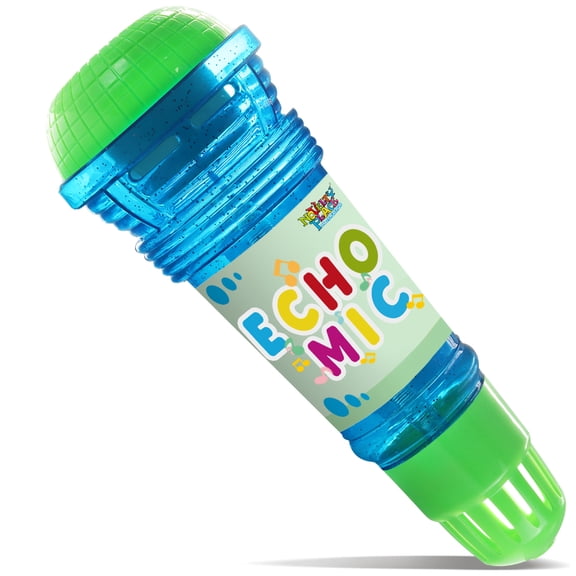 Novelty Place Echo Mic - Battery-Free Magic Karaoke Microphone Voice Amplifying Retro Toy for Singing, Speech & Communication Therapy - 10" (Blue & Green)