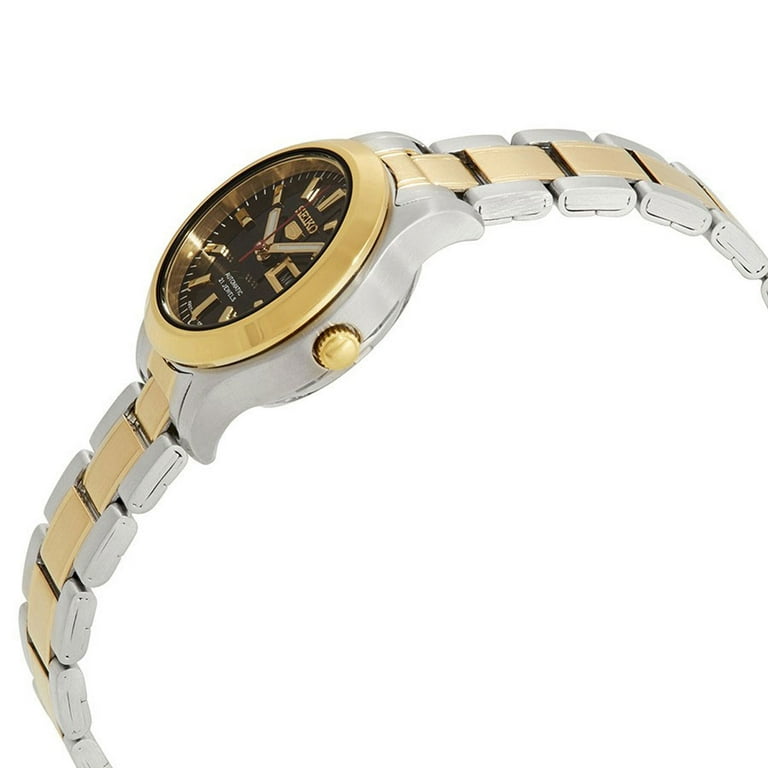 Seiko Two Tone Stainless Steel Black Dial 21 Jewels Automatic
