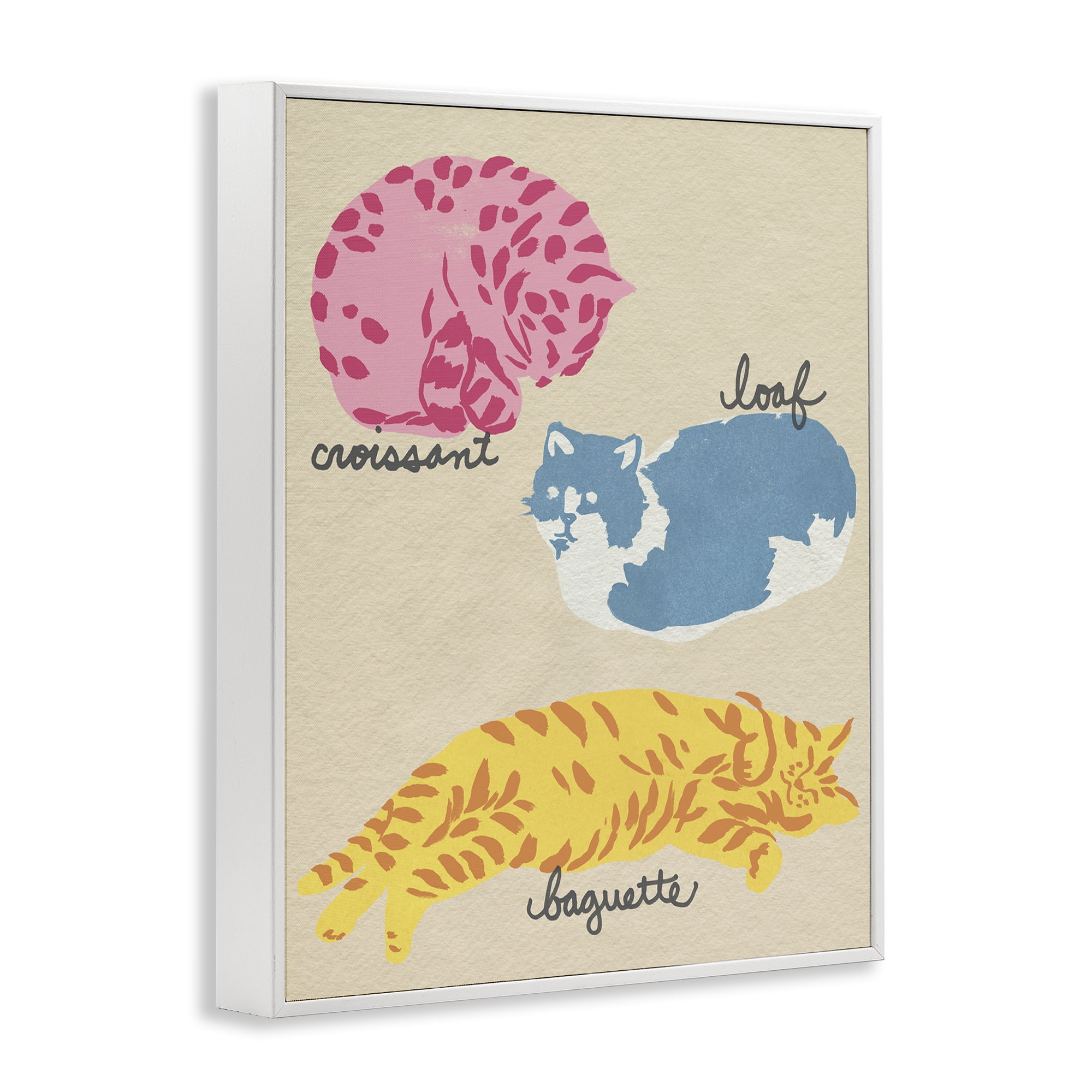 Stupell Industries Funny Relaxing Cat Shapes Animals Painting White Framed Art Print Wall Art, 24 x 30