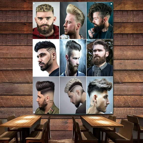 New Popular Short Business Hairstyle For Men Poster Wall Flag 38" x 57" Haircut & Shave Service Signboard Barber Shop Wall Decor Banner