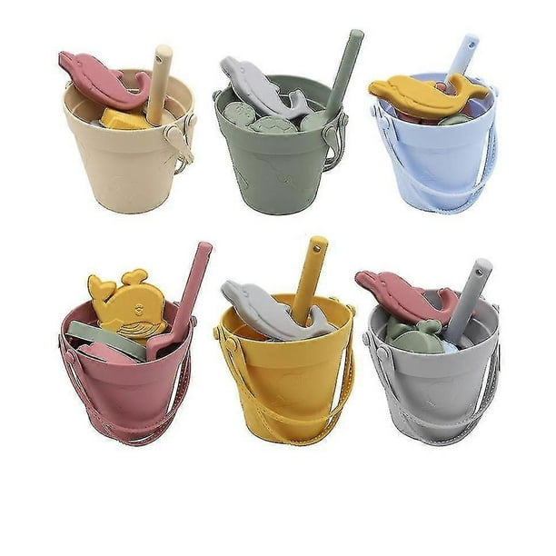 8 Piece Silicone Beach Toys Children Summer With Silicone Bucket, Shovel, And Sand Molds