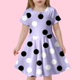 thumbnail image 2 of LUOGENLI Robe Mode pour Enfants Imprimé à Pois Robe Ajustée à Manches Courtes (4 13 Ans) Robe Maxi pour Filles 2025 Ajustée Violet Pâle 4-5 Ans, 2 of 4