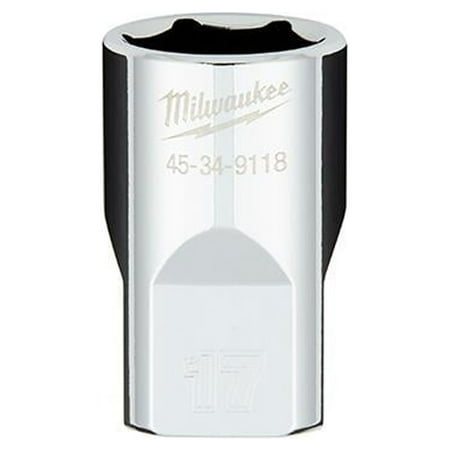 UPC: 0045242589111 | Milwaukee-45-34-9118 1/2 in. Drive 17MM Metric 6-Point Socket with FOUR FLAT Sides