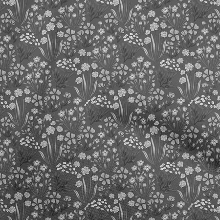 oneOone Rayon Gray Fabric Floral Sewing Fabric By The Yard Printed Diy Clothing Sewing Supplies 56 Inch Wide
