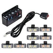 Astra Depot White Amber 2 LED Strobe Lights w/ Control Box - 16 Pieces, Universal Fit Car Trucks