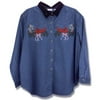 Holly and Pine Embroidered Denim Shirt