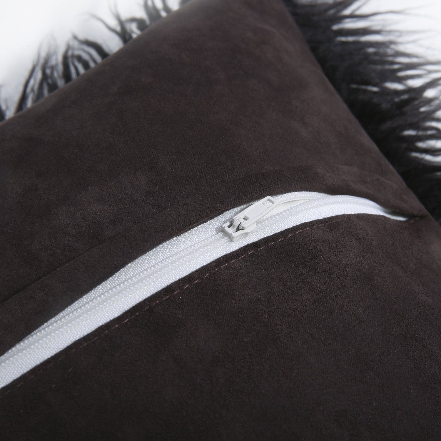 Phantoscope Merino Style Faux Fur Series Decorative Throw Pillow, 18" x 18", Black, 2 Pack