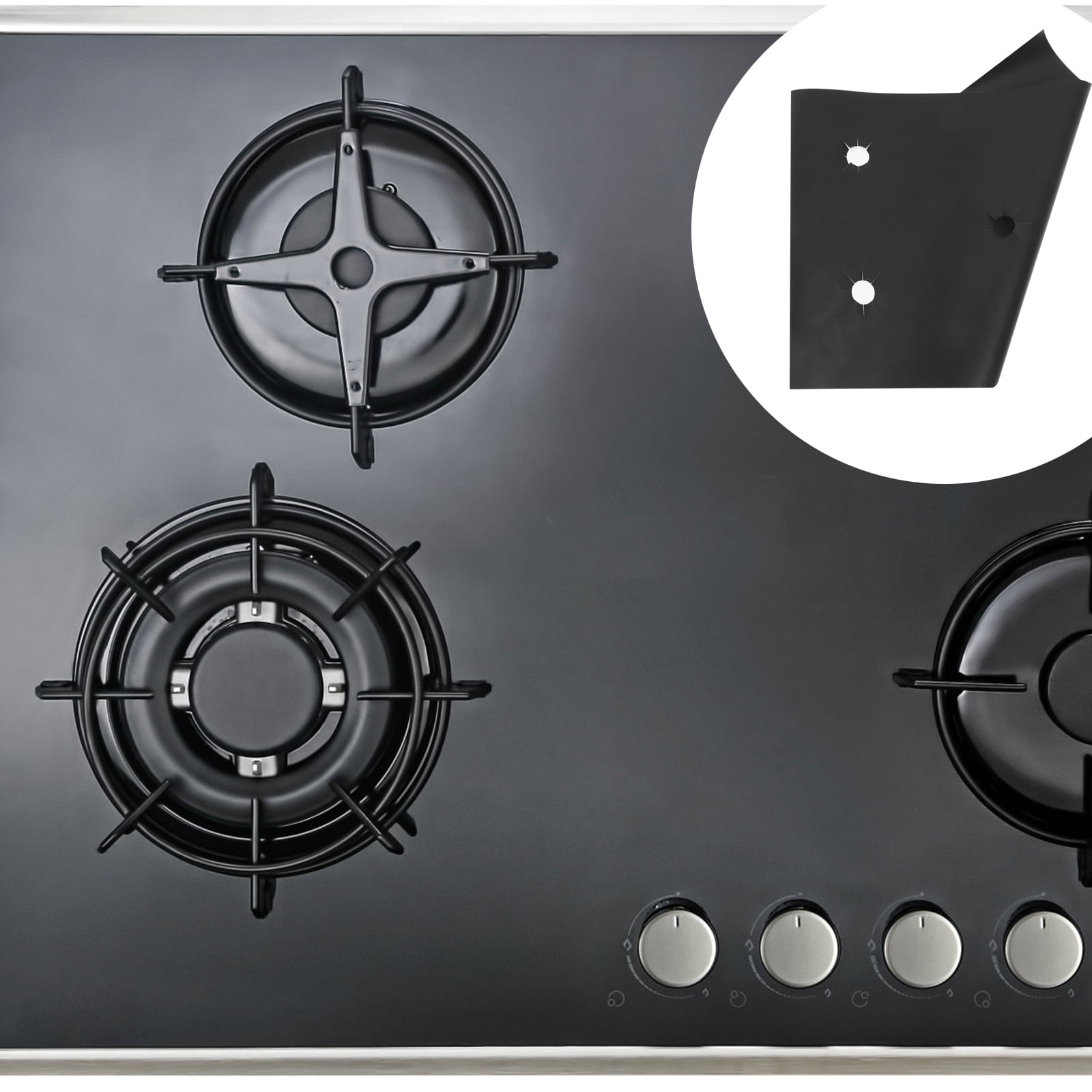 Gas Stove Top Covers 1 Set Stove Top Cover Stove Top Liner Covers Gas Stove Top Mats with Cleaning Brush for Kitchen