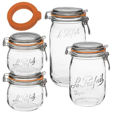 Le Parfait Super Canning Glass Jars, Set of 4, BPA-Free, Made in France