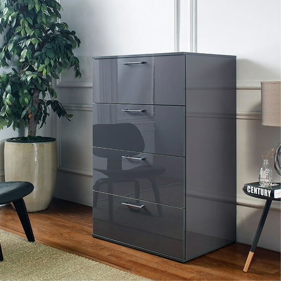 Dark Gray Storage Chest With E0 Grade And Durability Stain Water Resistance Full Extension Drawers