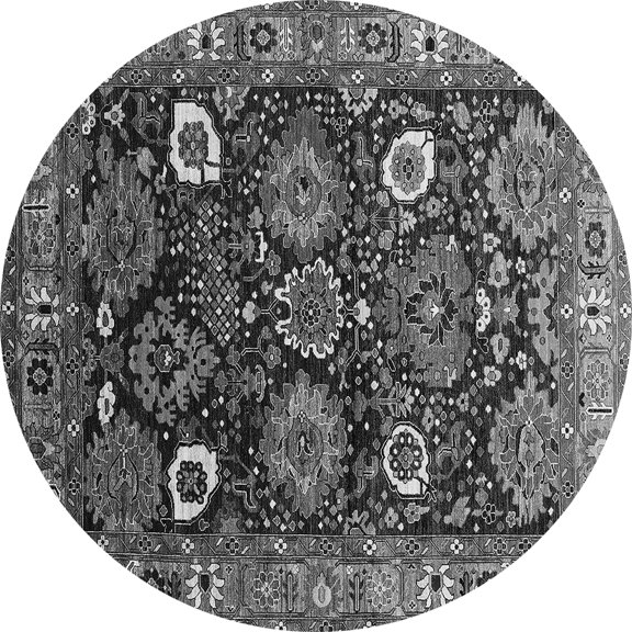 Ahgly Company Indoor Round Oriental Gray Industrial Area Rugs, 3' Round