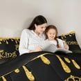 thumbnail image 4 of jejeloiu King And Queen Twin Bedding Sets 7-Piece,Gold Glitter Print Bedding Comforter Set,Princess Crown Sheet Sets For Girls Child,Lightweight Room Decor Reversible, 4 of 8