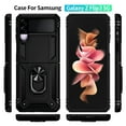 thumbnail image 5 of Compatible with Samsung Galaxy Z Flip 3 Case Built-in 360 Ring Holder Kickstand, Extreme Protection Military Armor Magnetic Car Dual Layer Protective Heavy Duty Phone Cover,Black, 5 of 8