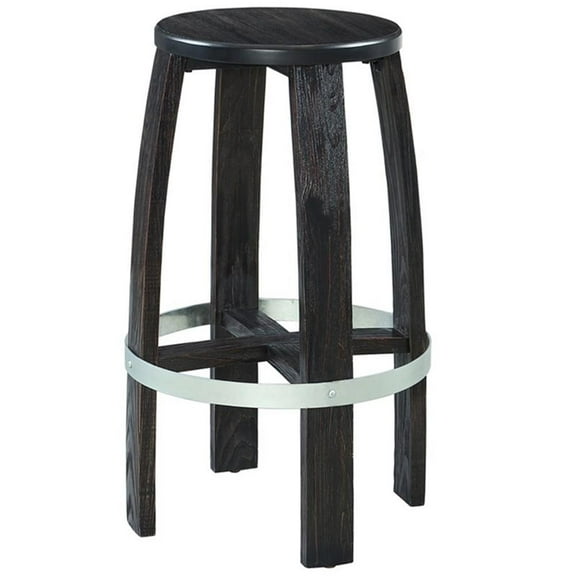 Pemberly Row Modern 29.5" Wood and Metal Bar Stool in Rustic Dark Brown