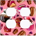 thumbnail image 2 of Metal Light Switch Wall Plate Outlet Cover (Coffee Mocha Candy Bean Toffee Swirl Cupcake Coffee Maker Pink Purple Hearts - Double Duplex), 2 of 2