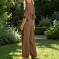 thumbnail image 6 of YanHoo Plus Size Jumpsuit for Women Half Sleeve V Neck Jumpsuits Wide Leg Pants Rompers with Pockets, 6 of 8
