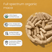 Organic Maca Root Black, Red, Yellow 1900 mg per serving - 150 Vegan Capsules Peruvian Maca Root Gelatinized