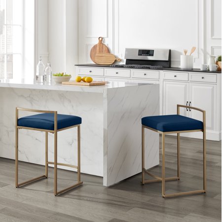 Crosley Furniture Harlowe Upholstered Seat Counter Height Bar Stools Set of 2 Kitchen and Dining