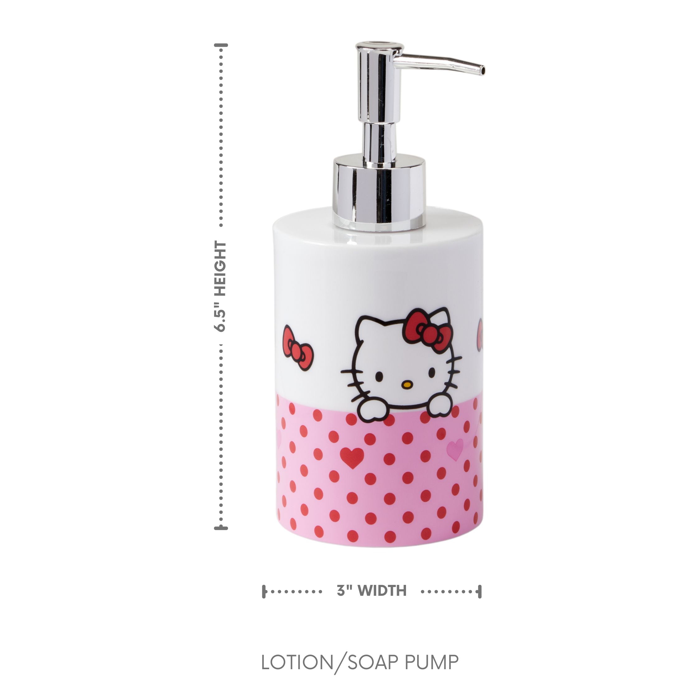 Hello Kitty 3-Piece Bathroom Accessory Set, Toothbrush Holder, Soap Pump, Storage Bin
