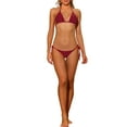 thumbnail image 2 of INSPIRAR CHIC Conjuntos de Bikini de Mujer con Tira Halter de Lado 2 Piezas con Parte Inferior Triangular de Cintura Baja Traje de Baño Talla X-Small Rojo Vino, 2 of 5