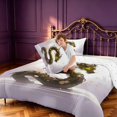thumbnail image 4 of Manfei Traditional Dragon Animals King Size Comforter Sets,Romantic Floral Comforters King Size,White Green,Reversible,3-Piece,1 Comforter and 2 Pillowcases, 4 of 7