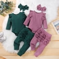 thumbnail image 6 of GYRATEDREAM Baby Girl's 3pcs Frill Long Sleeve Romper and Pant Set,Newborn Infant Baby Girl Clothes Set Sweatshirts Fall Winter Outfits, 6 of 6