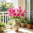 thumbnail image 4 of Realistic 5 Heads Silk Hibiscus Flowers for Home Decor - Maintenance-Free Artificial Bouquet for Living Room, Wedding Centerpiece, Flexible Stems, Perfect Gift Hot Pink, 4 of 7