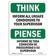 thumbnail image 1 of SignMission OS-TS-A-1218-L-11859 Panneau 12 x 18 Po. OSHA Think - Rapporter Toutes Conditions Dangereuses Superviseur, 1 of 1