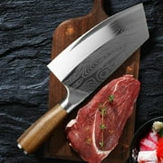 Meat Cleaver Knife,Stainless Steel Chinese Chef Knife,Wood Handle Butcher Knife Vegetable Knife Slicing Knife Boning Knife ,Multi Purpose Chef Knife for Home and Kitchen with Ergonomic Handle
