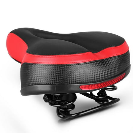 Raindrops Thicken Wide Comfortable Bike Seat Mountain Road Sponge Saddle Cushion(Black and Red)