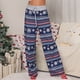 thumbnail image 2 of Pantalones con cordón y estampado navideño para mujer, elegantes, elásticos, de pierna larga y ancha, pantalones casuales para fiesta de Navidad No.36 Blue Snowflake S, 2 of 8