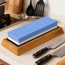 Whetstone Knife Sharpening Wet Stone, 2 Side 1000/6000 Grit Waterstone Sharpener Kit with NonSlip Bamboo Base