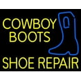 thumbnail image 1 of Yellow Cowboy Boots Shoe Repair LED Neon Sign 24 x 31 - inches, Black Square Cut Acrylic Backing, with Dimmer - Bright and Premium built indoor LED Neon Sign for store interior Décor, Storefront., 1 of 7