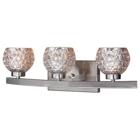 

Woodbridge Lighting Charlotte 3-Light Crystal/Metal Bath in Satin Nickel/Mercury