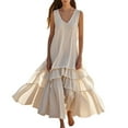 thumbnail image 2 of Women's Sleeveless Dress, V Neck Casual Summer Dress, Pull on Tank Dress, Soft Shift Dress, 2 of 7