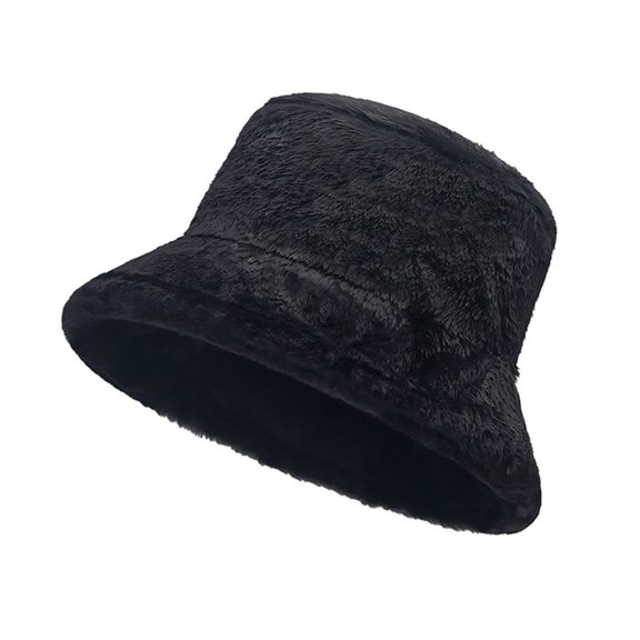 harmtty Thickened Warm Hat Winter Warm Thickened Plush Bucket Hat Super Soft Adjustable Windproof Versatile Leopard Women Headwear Black