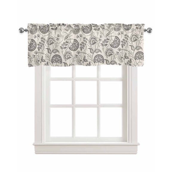 Spring Floral Kitchen Valances for Windows Farmhouse Linen Window Valance Curtain for Living Room Window Treatment Vintage Summer Botanical Farmhouse Valance Rod Pocket Topper Drape, 42 x 18 Inch