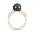 thumbnail image 2 of ANGARA Tahitian Cultured Pearl Ring with Graduated Diamonds in 14K Rose Gold for Women | June Birthstone, Birthday, Anniversary, Jewelry Gift for Women | Pearl Ring, 2 of 8